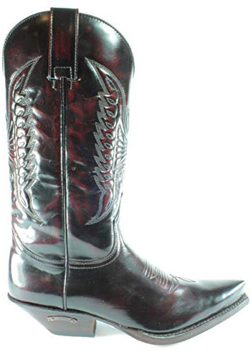 Sendra Boots 2073 Cuervo Florentic Bordeaux Donna Uomo Stivali A Punta Western Cowboy Fatto A Mano Punta Suola Cuoio Tacco Inclinato Vera Pelle Lucida (numeric_37)