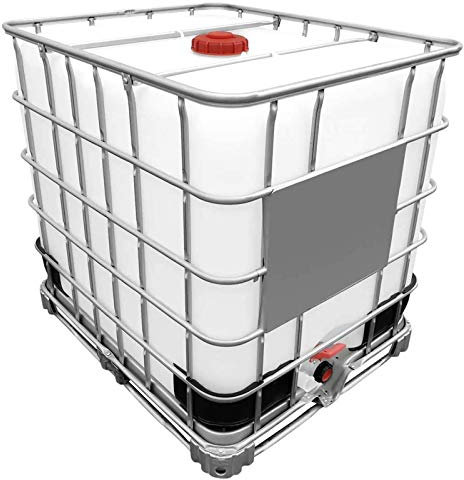 Adima 1000L Emergency Water Container Tank, HDPE Water Barrel with Iron Frame Stand for Water Storage Chemicals Outdoors Garden Irrigation Construction(White)