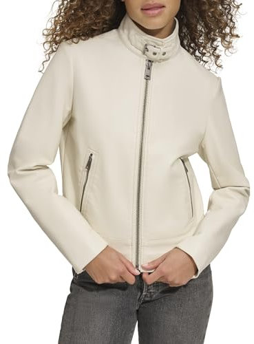 Levi's Damen Faux Leather Motocross Racer Jacket (Standard and Plus) Kunstlederjacken, Oyster Latch Collar, M