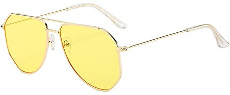 WQZYY&ASDCD Sonnenbrille Herren Damen Frauen Sonnenbrillen Pilot Classic Metallrahmen Brillen Weibliche Verlaufslinse Männer Sonnenbrille-Gelb