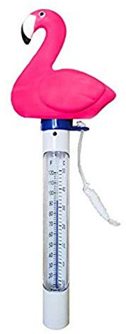 Dongzhi Schwimmendes Pool-Thermometer, schwimmendes Schwimmbad-Thermometer aus Kunststoff, niedliches schwimmendes Thermometer in Tierform für Außen- und Innenpool/Whirlpool, (Flamingo)