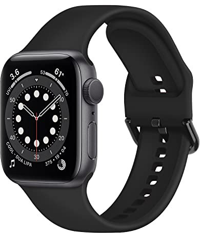 Anlinser Compatible con Correa Apple Watch 45mm 44mm 42mm 41mm 40mm 38mm, Correas de Repuesto Impermeables de Silicona Deportiva Compatible con iWatch Serie 8 7 6 5 4 3 2 1 SE (38mm/40mm/41mm, Negro)