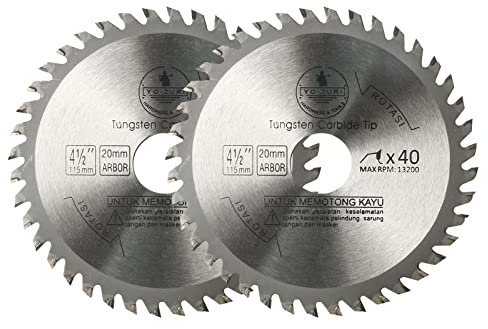 Disco Amoladora Madera 115 mm, Hoja de Sierra Circular para Madera Contrachapada 22 mm 40 Dientes de Diámetro del Agujero Interior (2 Piezas)