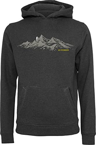 Baddery Fahrrad Pullover Herren : V2 Power - Mountainbike Hoodie Kapuzenpullover (Charcoal M)