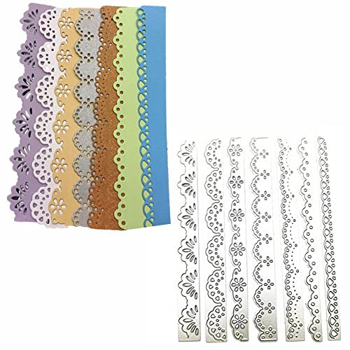 7 Stück Stanzschablone Grußkarte, Blumen Spitze Rahmen Schablonen Blumenkranz Metall Prägeschablone Stanzformen Stencil Schneiden Cutting Dies für DIY Scrapbooking Kartenherstellung Fotoalbum