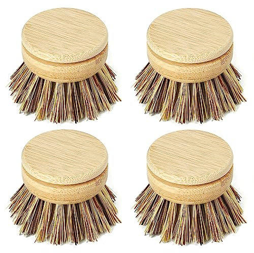 Jungle Culture Firm Bristle Replacement Brush Heads for Eco Dish Brushes • Wooden Kitchen Washing Up Brush Heads Pack of 4 • Interchangeable Bristle Refills • Dish Scrubbers • Zero Waste Cleaning