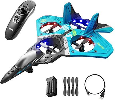 V17 Jet Fighter Stunt RC Airplane,2.4GHz Remote Control Airplane,Newest RC Plane,360°Stunt Spin Remote|Light RC Airplane,Drop-Resistant Fighter Glider Airplane Hobby Toy for Adult Boy Gifts