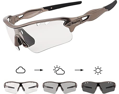 BangLong Fahrradbrille Selbsttönend Sonnenbrille Herren Damen UV400 Schutz Sportbrille für Schnelle Radfahren Laufen Baseball Mtb Outdoorsport Fahrrad
