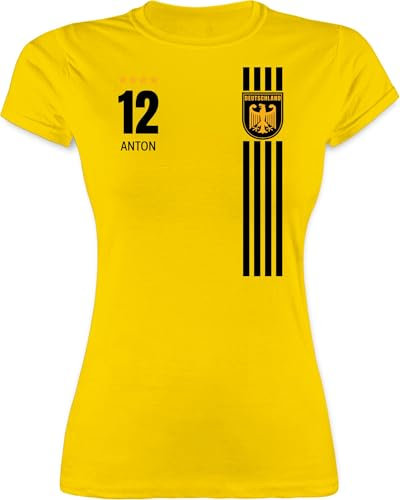 Shirt Damen - 2024 Fussball EM Fanartikel - Deutschland Germany Trikot Style - L - Gelb - Shirts Frauen fußball wm Cup Deutscher Nationalmannschaft Baumwolle Deutschland. Tshirt fußball-Trikots