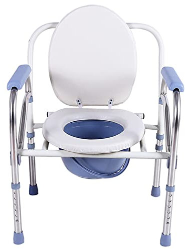 Medical Products Strapazierfähiger Nachtkommodestuhl mit Armlehne, extra breiter Sitzfläche und höhenverstellbarer, faltbarer Duschstuhl, erhöhter Toilettensitz