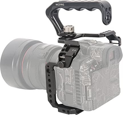 NICEYRIG R5 R5 C R6 Cage Kit for Canon Mirrorless Camera with Top Handle and Various Expansion Interfaces, Aluminum Alloy Cage for Canon R5 R6 R5 C Mirrorless Camera-538