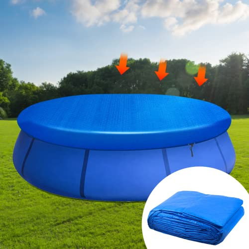 12FT Round Pool Cover, 12 Foot Pool Covers for Inflatable Frame Pools Hot Tub Spa, Waterproof and Dust Cover Above Ground Pools Lid, Paddling Pools Cover 12 FT Swimming Pool Cover