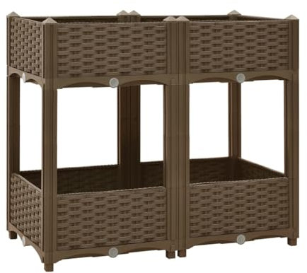Garden Planter Raised Flower Bed Plant Pot Window Vegetable Herb Box Tray Frame (2 Tier 4 Planter: L 80cm x D 40cm x H83cm)