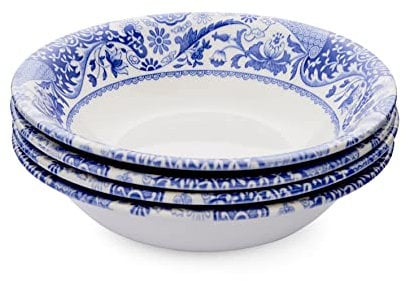 Spode Brocato Set of 4 20cm Cereal Bowls,Blue & White