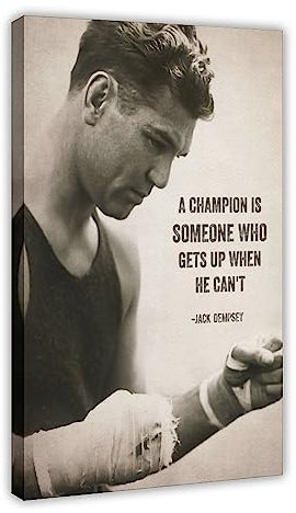 ZAPORA Jack Dempsey Leinwand-Poster, Schlafzimmer, Dekoration, Sport, Landschaft, Büro, Raumdekoration, Geschenk, Rahmen-Stil, 30 x 45 cm