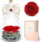 Sunia Geschenke für Freundin, Beste Freundin Geschenke, Engel Figur mit Spruch Beste Freundin der Welt, Ewige Rose Engel Glaskuppel,Ewige Blume Geschenk,Rose Geschenk Freundin Weihnachten Geburtstag