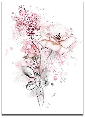 HJOSWVNS Wandbilder Rosa Blume Grau Foto Auf Leinwand Aesthetic Decor Bild Auf Leinwand Bilder Wohnzimmer Leinwand Bilder Wandbilder Wandtattoo Schlafzimmer Badezimmer Room Decor Kein Rahmen 40x60cm