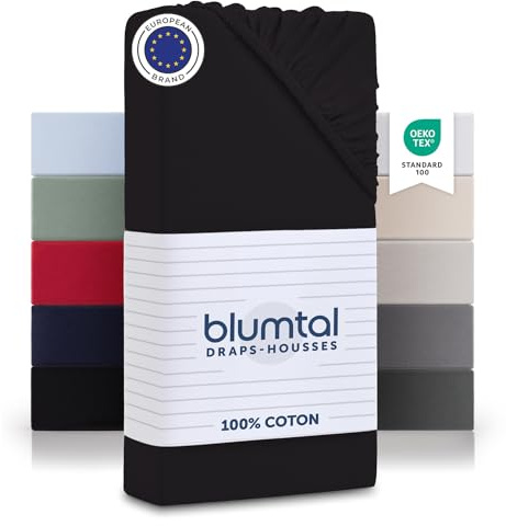 Blumtal® Basics Spannbettlaken 80x180x30cm Jersey - Bettlaken aus 100% Baumwolle - Oeko-TEX zertifiziertes Spannbetttuch 80x180cm - Schwarz