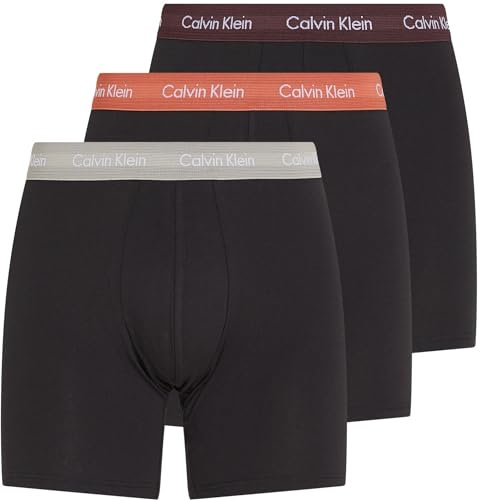 Calvin Klein Men’s 3 Pack Stretch Boxer Briefs, Black (B- Rock Ridge, Fudge, Bruchetta Wbs), L