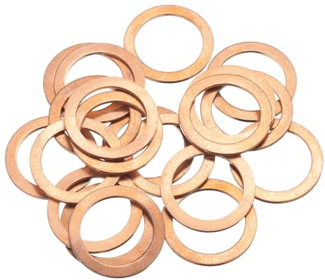 sourcing map Joint D'Étanchéité en Cuivre de 22 mm de Id Lot de 20 | pour Bouchons de Vidange, Raccords Hydrauliques, Eau et Carburant