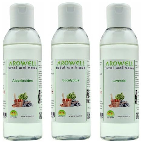 Arowell - Herbes alpines Eucalyptus Lavande Sauna Verser Sauna Sauna Sauna Concentré - 3 x 250 ml