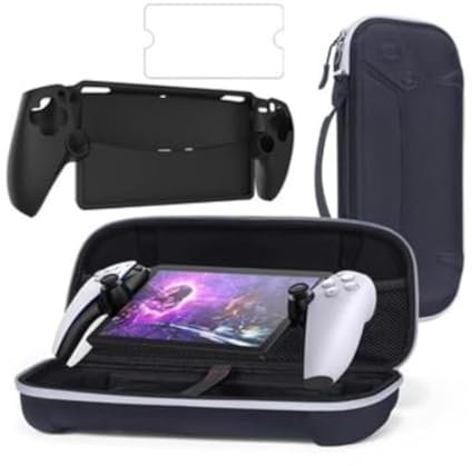 Lottsall Travel Carrying Case für Playstation Portal, PS5 Handheld-Tasche P5 Streaming-Konsolentasche, gehärtete Folie, Rocker-Kappen-Set, Schutztasche