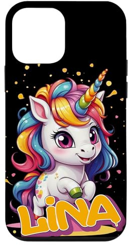 Hülle für iPhone 12 mini LINA - Schöner Mädchen Name mit süßem Einhorn