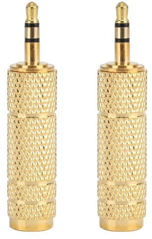 2 adattatori jack per cuffie da 6,5 mm femmina a maschio 3,5 mm, convertitori audio portatili, struttura in lega di zinco per migliorare la connettività di microfono, cuffie DJ e sistemi audio