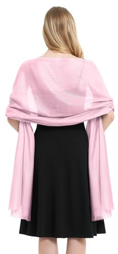 PASUDA Schal Damen Elegant Stola Festlich Schal Shawl Transparenter Polyester Seidenschal und Wickel Damen Leichter Weicher Übergroßer Stola Schultertuch mit Fransen für Ganzjährig (Rosa, 200 x 80)