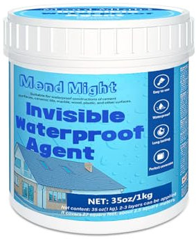 Liquide Étanchéité Transparent Pot 35 oz/1000 g, Membrane d'Étanchéité Waterstop Étanchéité Toiture, Agent Anti-Fuite Étanche à Base D'eau pour l'intérieur et l'extérieur Agent Imperméable Invisible