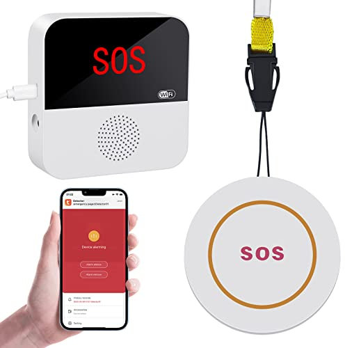 Bouton D'appel d'urgence sans Fil pour Personnes Âgées, Sonnette D'Appel d'urgence Étanche, Bouton D'appel d'urgence à Domicile avec Tuya WiFi
