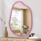 HLFMVWE Miroir Asymétrique 40 x 30CM Miroir Asymétrique Moderne avec Cadre en Bois Forme Unique Miroir Mural Artistique Décoratif pour Salon Entrée Chambre Salle de Bain Petit Rose