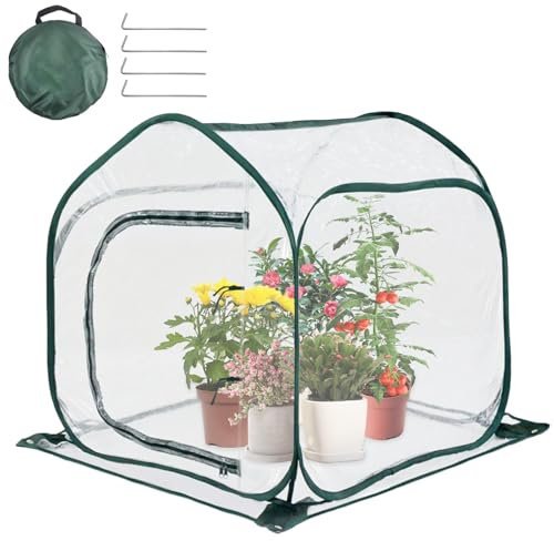 LINSOCLE Mini Serra da Balcone Piccola, Copertura Piante Inverno, Copertura Serra Protezione Invernale Piante dal Freddo Le tue Piante (80 x 80 x 80 cm)