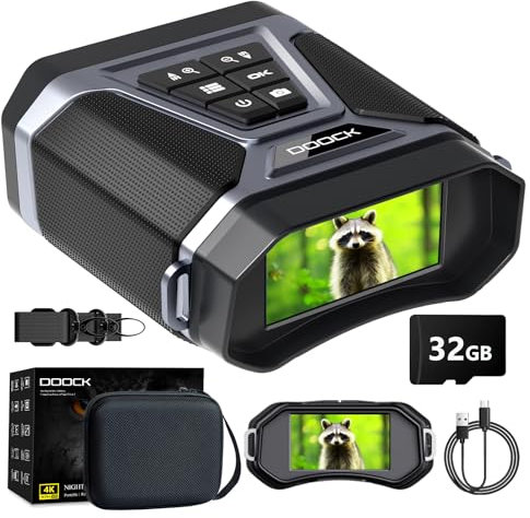 Nachtsichtbrille mit 4K-Vollfarbe bei schlechten Lichtverhältnissen, Nachtsicht-Fernglas für Erwachsene mit langem Sichtbereich, 8-facher Digitalzoom, 5200 mAh wiederaufladbarer Akku, 32-GB-Karte und