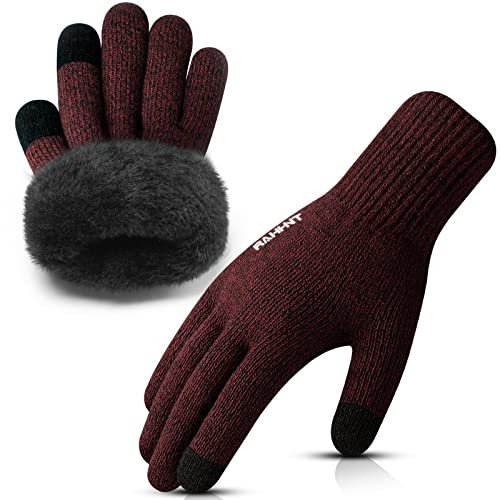 Rahhint Thermo Wolle Touchscreen Handschuhe Damen Herren Winterhandschuhe Warm Ski-Handschuhe Strickhandschuhe geeignet für Indoor-Outdoor-Sport