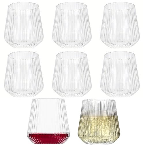 Cobenga 8er-Pack unzerbrechliche Weingläser aus Kunststoff, 400 ml/14 oz wiederverwendbare Weinbecher, tragbare Campinggläser, klare Trinkgläser, Cocktailgläser aus Kunststoff für Partys