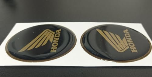 coppia adesivi per motocicletta resinati 3D dimensioni compatibili con modelli honda e caschi dimensione 50mm colore: nero/oro
