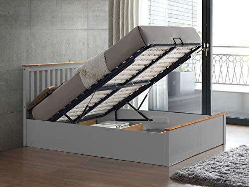 Malmo Wooden Ottoman Storage Bed Size And Colour Options (Grey, Double)