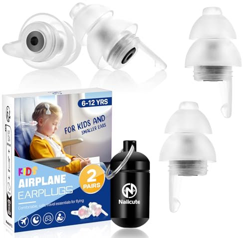 Ohrstöpsel Kinder (ab 6 J.) - 2 Paar Wiederverwendbarer Gehörschutz Kinder und kleine Gehörgänge, Weiche Ohrenstöpsel lärmschutz für Flugzeug, Konzentration, Konzerte, Angst, Schule, Freizeit, 25 dB