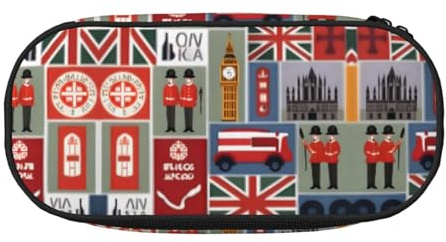 HJLUUFT Make-up-Kosmetiktasche mit England-Symbol-Aufdruck, Kawaii-Bleistift-Box, Gadget-Organizer-Tasche mit Reißverschluss