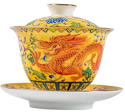 VINTORKY 1satz Chinesische Teetasse Mit Untertasse Keramische Teeschale Geeignet Für Blüten- Schwarztee Hitzebeständig Für Teeliebhaber