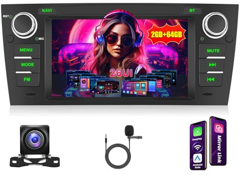 Inefala 2G+64G Android Autoradio per BMW E90 2005-2012, 7 Touchscreen Stereo Auto Bluetooth con Wireless Carplay & Android Auto GPS/WiFi/RDS/FM Mic Retrocamera