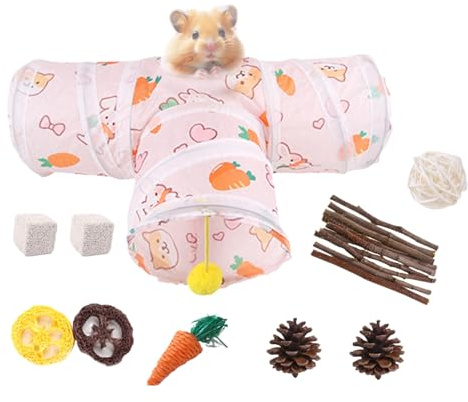 Hamsterkäfig-Röhren, Hamster-Anreicherungszubehör, 29 x 24 x 1,5 cm, sicheres Design, interaktiver Lebensraum-Spielplatz mit Bällen zum Spielen, Graben, Klettern und Schlafen