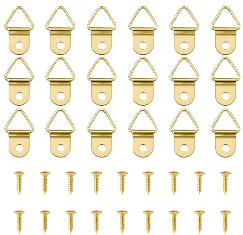 150pcs Heavy Duty D Rings Picture Hangers with 150 Pieces Screws,Picture Hanging Kit,Heavy Duty Pictures Hanging Hooks for Clock,Decoration,Mirror,Paintings,Artwork Pictures Frame(Yellow)