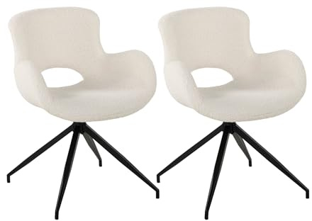 Duo Collection Esszimmerstühle 2er Set Stella | Bouclé Creme Weiß | Polsterstuhl modern