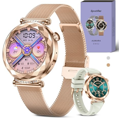 EpochTec Smartwatch Damen, AURORA Ultradünn 1.19 Touchscreen - Bluetooth Anrufe, 200mAh 100+ Sportmodi, SpO2, Pulsuhr, Schlafmonitor, Schrittzähler, IP68, Kompatibel Sportuhr Damenuhr mit Android/iOS