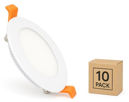 LEDKIA LIGHTING Placa LED 12W Circular Foco Downlight Empotrable Plano Corte Ø 155 mm (Pack 10) 4000K Blanco Neutro
