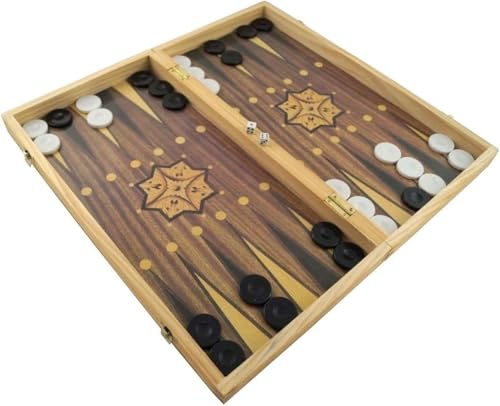 PrimoLiving Holz Backgammon & Holz Schachspiel Set - 50x47 cm - inklusive Backgammon und Schachbrett