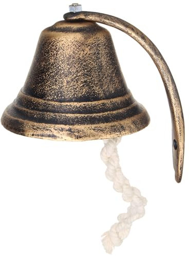 Vestamore Vintage nautische Schiffsglocke aus Gusseisen in Bronzeton, Wandmontage, alte Glocke für rustikale Dekoration, Innen- und Außenbereich