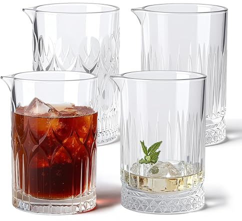 BPFY 4 Pack Cocktail Mixing Glasses - 25oz Large Thick-Walled Old Fashioned